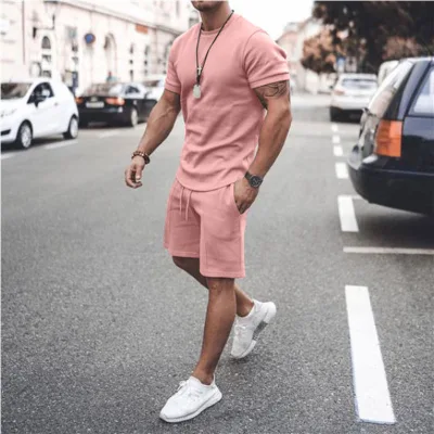 New Tracksuit 2 Pieces Men Sets Sportswear Set Fitness Men's T Shirt and Shorts Sets Casual Suit