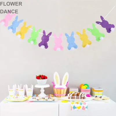 Easter Bunny Rabbit Banner Bunting Garland, Easter Decorations