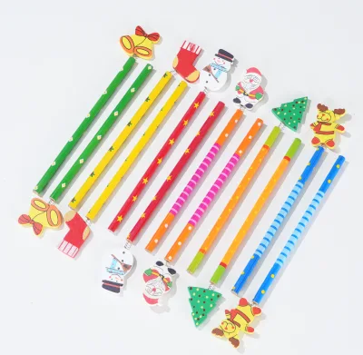 Personalised Cute Custom Christmas Pattern Basswood Wooden Pencils HB/2H Lead Hardness Children's School Use Standard Pencils