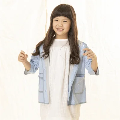 Taiwan Made ODM RPET Plain Light Color Dot Printed Kids Rain Coats for Girls