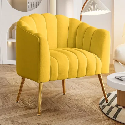 Modern Leisure Accent Sofa Chairs Yellow Contemporary Wide Tufted Armchair New Design Sofa Chair Living Room Sofa Chair