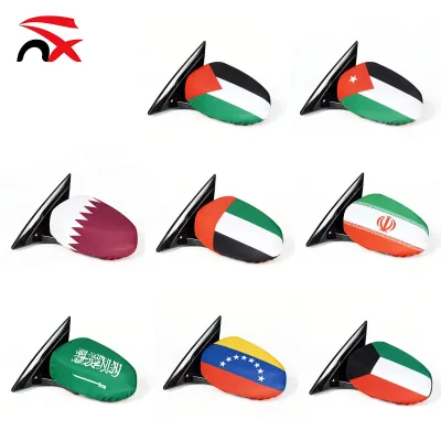 Hot Sale Wholesale Direct Sale High Quality Qatar Venezuela Spandex Iran Jordan Polyester 26*28cm Country Car Mirror Cover Flag