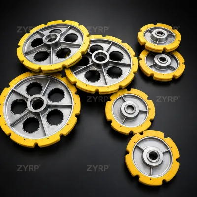 Yellow PU Coated Drive Sprocket Gear Wheel, Wear Resistant Conveyor Transmission Parts for Chicken Duck Poultry Slaughterhouse