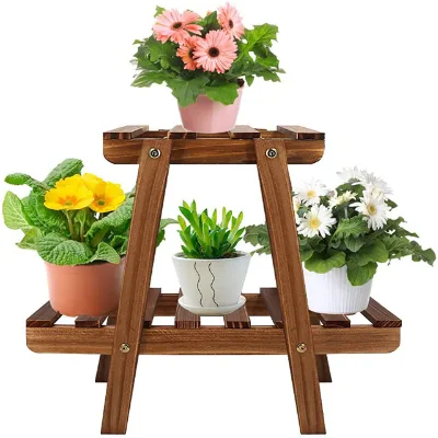 Wooden CraftsPrice Flower Shelves Solid Wood Plant Stand Indoor Outdoor Display Decoration Floor Plant Storage Rack Planter