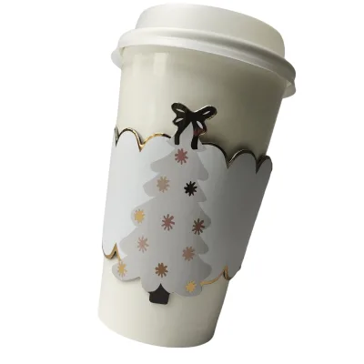 Customizable Disposable Anti-Scalding Heat Insulation Cardboard Buckle Cup Sleeve Single Wall for Milk Tea Shop Coffee Shop