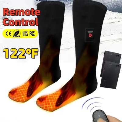 OEM Winter Outdoor USB Battery Remote Control Smart Heated Socks Rechargeable Electric Heating Thermal Socks for Skiing Hiking