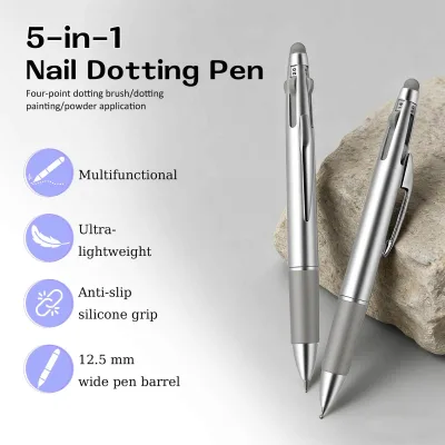 Byoung Beauty Double-Headed Nail Dotting Brush 0.8/1/1.6/2mm Sizes Stainless Steel Multifunctional Professional Use