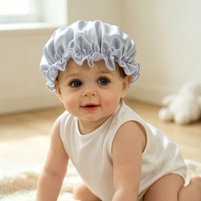 Silk Hair Bonnet Silk Hair Cap 19MM Anti Frizz Washable Silk ODM Printed Pattern Children Travel Portable Hair Cover