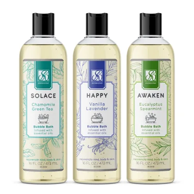 Natural Scented Eucalyptus Spearmint Vanilla Lavender Chamomile Green Tea Nourish Moisturize Bubble Bath Liquid Set