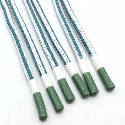 Multi-color Custom Polyester Hoodie Laces Round Drawcords With Silicone Dipped End Tips Coated Techniques Cord for Outdoor Coat