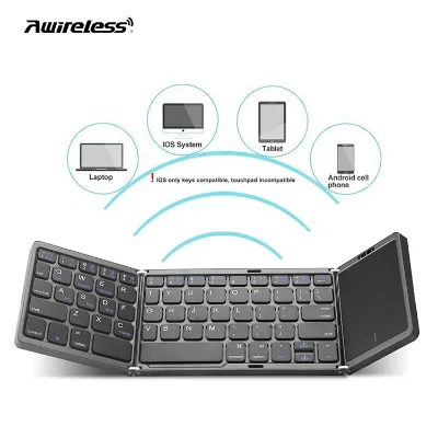 Clavier Portable Katlanabilir Klavye Foldability Keyboard Slim Qwerty Ergonomic Folding Keyboard with Touchpad for Tablet Laptop