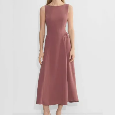 Sleeveless Midi Dress in Rose Pink,Timeless Elegance, Perfect for Any Occasion