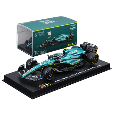 Bburago 1:43 F1 2023 Aston Martin AMR23 Acrylic Dust Cover Fernando Alonso Alloy Car Diecast Model Toy Formula One F1 Model Car