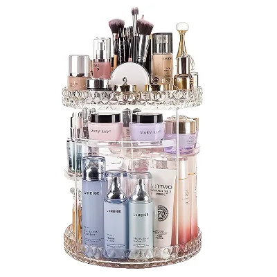 Acrylic 360 Degree Storage Box Rotating Makeup Storage Box and Makeup Stand Display Box