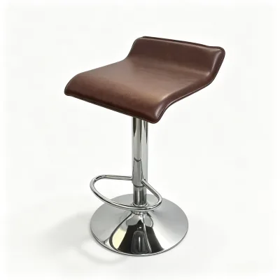 Brown Adjustable Bar Chair Faux Leather Upholstered Kitchen Island Counter Height Bar Stools with Footrest and Metal Base