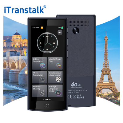 Itranstalk ChatGPT 4G Simcard Instant Translator Two Way Voice Translation with 142 Languages Recording Photo Text Translation