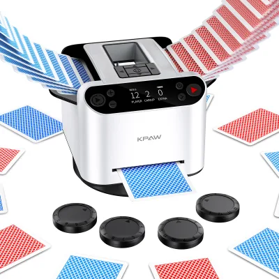 Automatic 360 Rotating 2-Deck Plastic Card Shuffler Dealer Machine Portable 4 Buttons 1-2 Players (Texas Hold'em/Phase 10/Rummy)