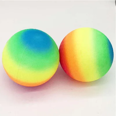 Rainbow Textured Grip Playground Ball Durable PVC Inflatable Toy for Kids Dodgeball Kickball Activities