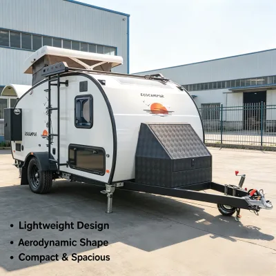 Hot Sale for Modern Mini Caravan Teardrop Camper Aluminum Australian Standard Slide Kitchen Air Conditioning 2 Person