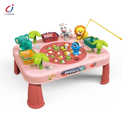 Chengji Electronic Fishing Game Toy Set Rotate Musical Board Game Hand-eye Coordination Spinning Fish Catching Toy for Child
