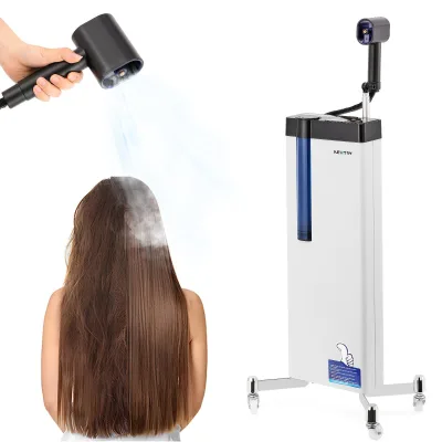 A Factory Salon Barber Shop 1300w Newly Operation Panel Hair Steamer Machine Vertical Blue Light Nano Mist Sprayer