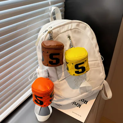Custom Quilted Zipper Sports Number Keychain Pouch AirPods Case Coin Purse Heart Print Hip-Hop Style Lightweight Mini Bag PU