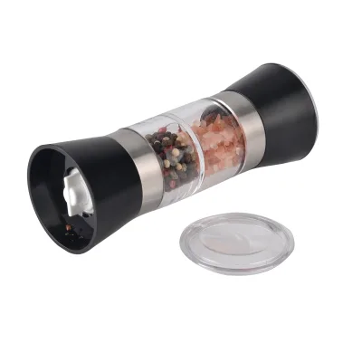 2in1 Adjustable Ceramic Mill Shaker Manual Spice Grinder Sturdy Dual Salt and Pepper Grinder with Glass Jar