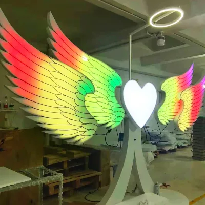 Customize Christmas Lighted Decoration LED Lighted Angel wings /big Glowing Angel wings