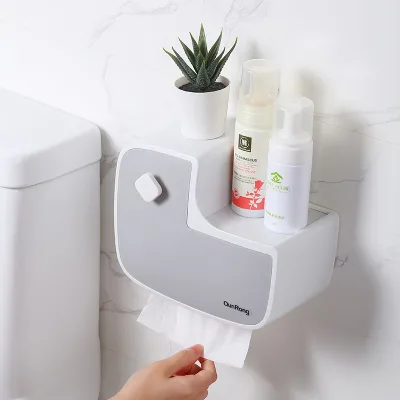 2024 Unique Multifunction PP Napkin Holder No-punch Hotel Bathroom Wall Mounted Toilet Tissue Box