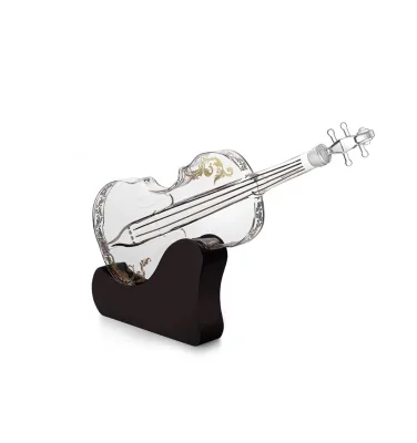 Artisan Handcrafted 1000ML Violin-Shaped Crystal Whiskey Decanter Set with Premium Stand for Wine Champagne & Spirits Gift Ready