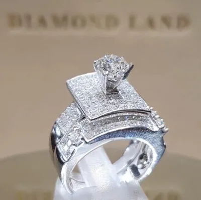 2026 New Lab Created Zircon Eight Heart Eight Arrows European American Women Engagement  Alloy Ring