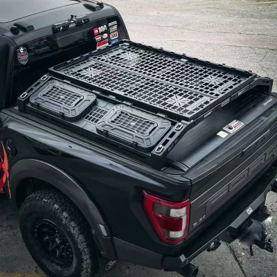 Foldable MOLLE Panel Storage Box With LED Light Overland Cargo Rack for Ford Ranger