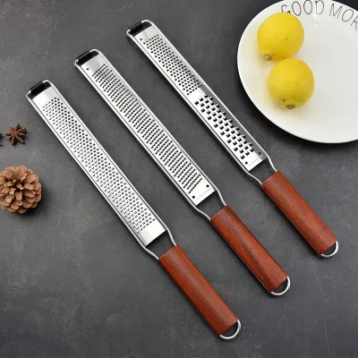 Wood Handle Stainless Steel Dual-purpose Cheese Grater Vegetable Grater Multi-functional Hole Lemon Cheese Grater