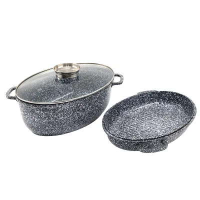 Europe  Market Hot Sales  Die Cast Non Stick Ceramic CookwareGrill Frying Baking Roasting Proaster Pan for Turkey