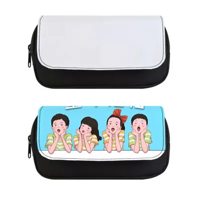 Customized Logo Two Layer Oxford Sublimation Blank Zipper Pencil Bag Custom Pencils Cosmetic Makeup Pouch 4.5x8.7inch Fashion