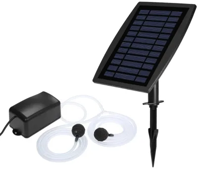 Solar Powered Fish Pond Aerator Pump Adjustable Low Medium High Air Flow Outdoor Garden Koi Pond Oxygen Aeration System