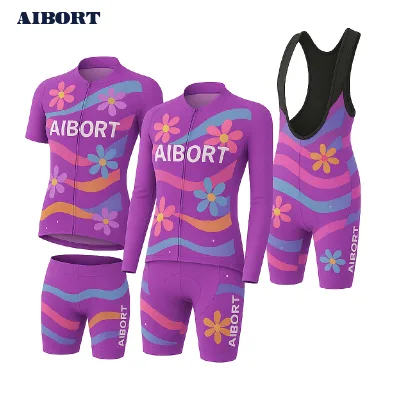 Aibort OEM Pro Compression Long Sleeve Women's Cycling Wear Active Stretch Windproof Lightweight Quick Dry Breathable Set