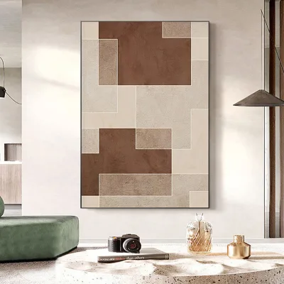 Modern Minimalist Geometric Figure Painting Living Room Dining Mural Canvas Wall Art with Hanging Support Base
