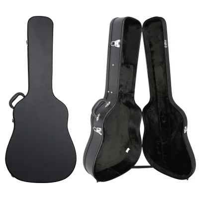 Dreadnought Acoustic Guitar Hard-Shell Carry Case Jumbo 41-Inch Leather Case with Key Lock for Acoustic Guitars