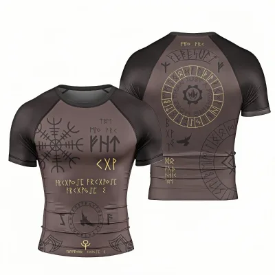 Design No Gi Print Eco-Friendly Quick Dry Anti-Bacterial Gym Tops Custom Bjj Rash Guard Jiujitsu Rashguard Set for Men