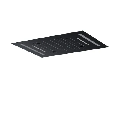 Matte Black Hidden Shower Head Rectangular LED Double Light Strip Waterfall Rain Ducha de Bano