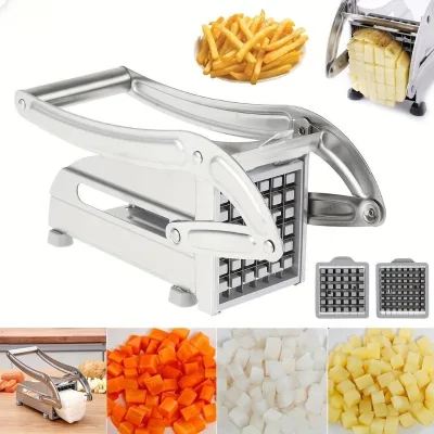 Stainless Steel Manual Press French Fry & Potato Cutter Metal Tool for Cutting Fruit & Vegetables Durable & Easy to Use