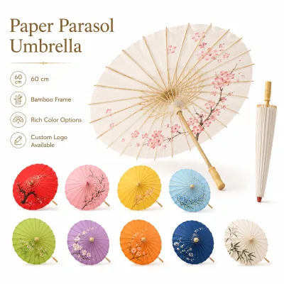 Custom Wooden Umbrella Mini White Paper Umbrellas Parasol for Wedding