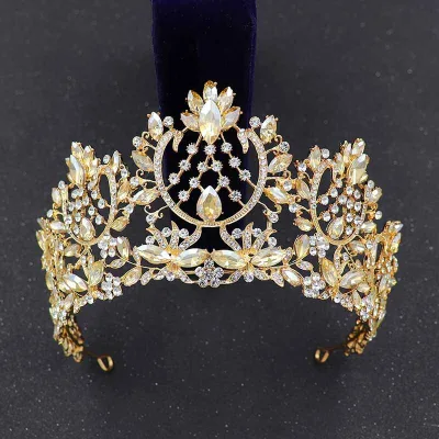 Hot Baroque Leaves Bride Tiara and Crown Queen Crown Bridal Wedding Tiaras and Crowns for Wedding Girl Birthday Decoration