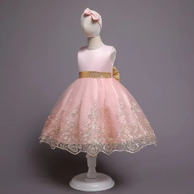 Hot European Style Children Clothing Girl Wedding Dress Kids Lovely Birthday Kids Girls Evening Dresses