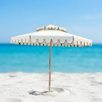 Factory Direct Custom Printed Waterproof Luxury Sunshade Parasols Wholesale Patio Umbrella Scalloped Design Courtyard