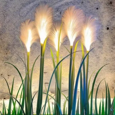 Christmas Garden LED Flower Lamp Decorative Fiber Optic Solar Lights with Reed IP65 Outdoor Plastic Lighting