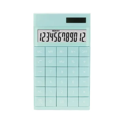 Wholesale 12-Digit Business Calculator With Battery Door Custom Count Math Tool for Students Cute Solar Powered Stationery Item