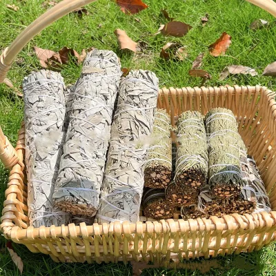 I001 California White Sage Leaf Smudge Sticks Incense Aromatic Eco-Friendly for Cleansing & Protection