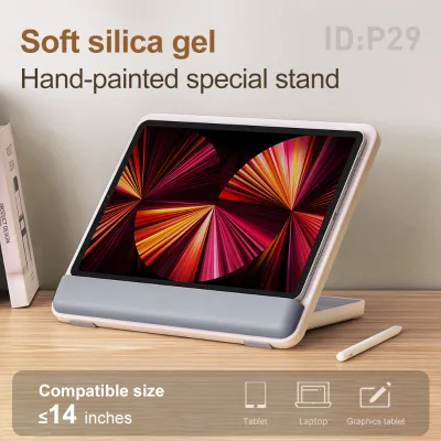 OEM P29 Ergonomic Tablet Stand Soft Metal Pad Wrist Protection 6 Speed Adjustable iPad Compatible Wood Laptop Holder Home Office